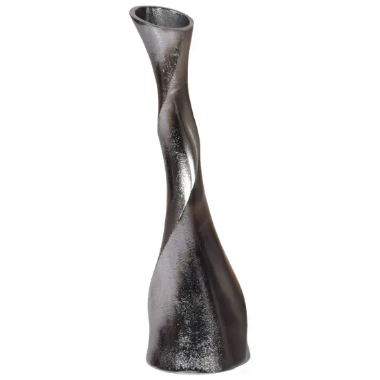Aluminium-Casted Decorative Twisted Shape Flower Vase, Black Nickel 13.25 Inch {4}