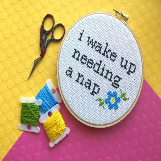 Wake Up Needing a Nap Counted Cross Stitch DIY KIT Intermediate {2}