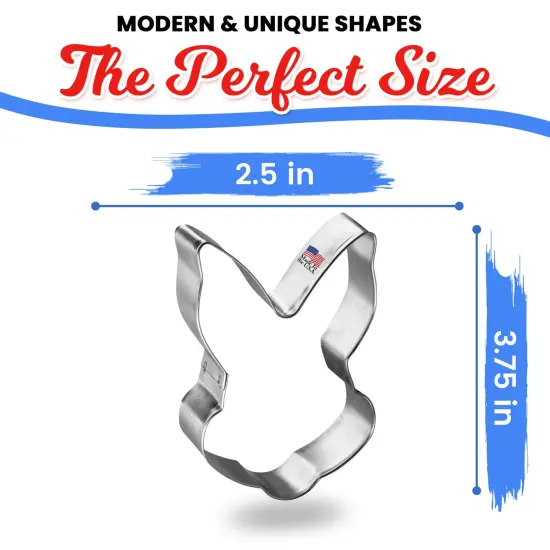 Cookiecutter.com Bunny Rabbit Face Cookie Cutter 3.75 in, Tin Plate Steel, Handmade in USA {2}