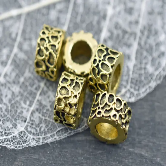 *20* 11x7mm Antique Gold Large Hole Rondelle Beads {2}