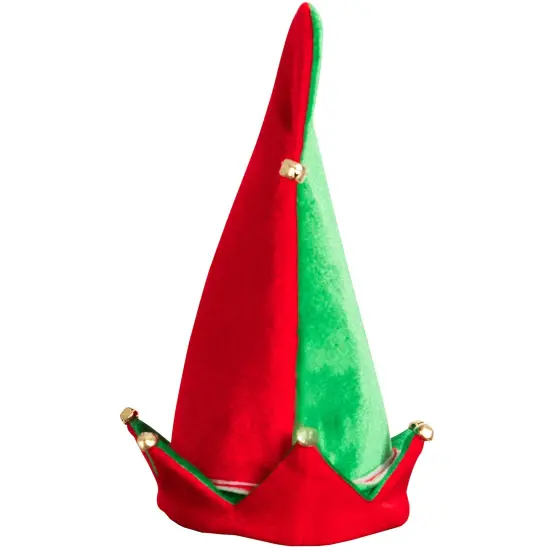 Funny Christmas Elf Hat - Red and Green Jolly Velvet Holiday Elven Novelty Costume Hats with Jingle Bell Designs {1}