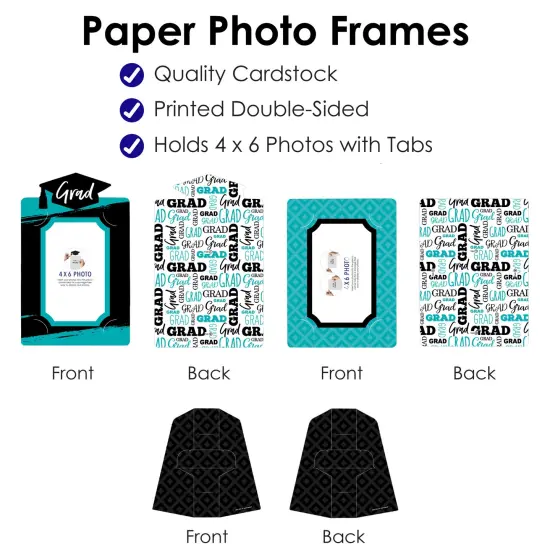 Big Dot of Happiness Teal Graduation Party Centerpieces - 4x6 Picture Display - Paper Photo Frames - Set of 12 {6}