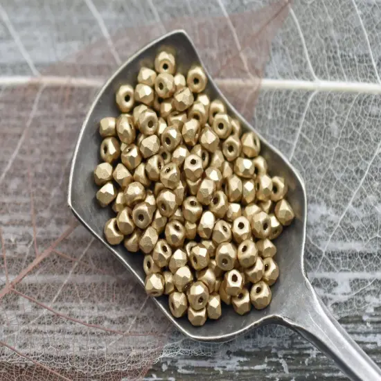 6g 2x3mm Matte Gold Faceted Micro Spacer Beads {2}