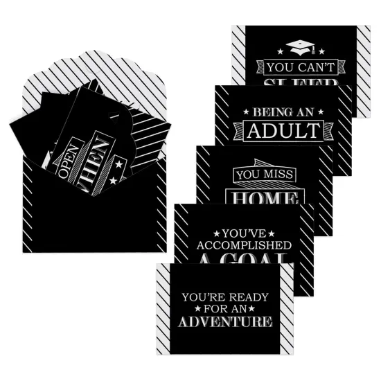 Big Dot of Happiness Graduation Cheers - High School or College Grad Cards Gift Box Kit - Open When Letters - Set of 8 {1}