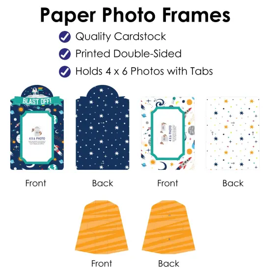 Big Dot of Happiness Blast Off to Outer Space - Rocket Ship Baby Shower or Birthday Party 4x6 Picture Display - Paper Photo Frames - Set of 12 {6}