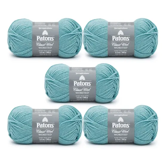 Patons Classic Wool Teal Chalk Yarn - 5 Pack of 3.5oz/100g - Wool - 4 Medium - 210 Yards - Knitting/Crochet {1}