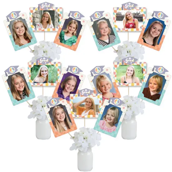 Big Dot of Happiness Groovy Grad - Hippie Graduation Party Picture Centerpiece Sticks - Photo Table Toppers - 15 Pieces {1}