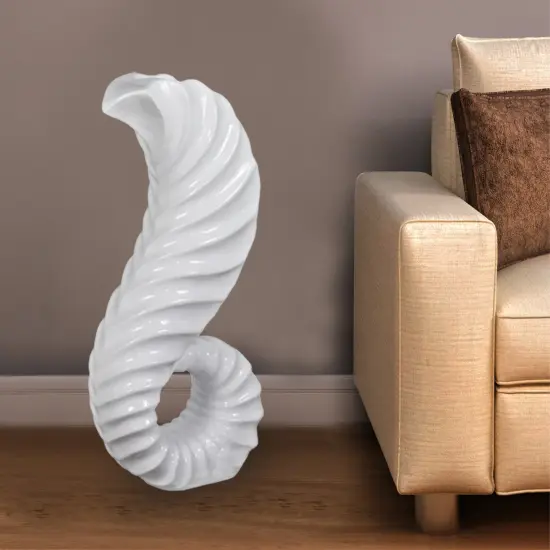 Tall Floor Vase for Home Decor, White Horn Floor Vase, 32-Inch-High Unique Decorative Vase Flower Holder, a great addition to your home Interior Decoration {6}