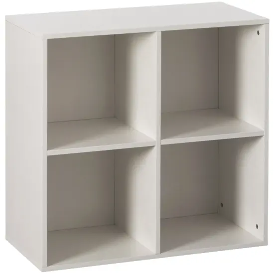 Modern Wooden Toy Storage Bookshelf 4 Cube Organizer Square Bookcase White {8}