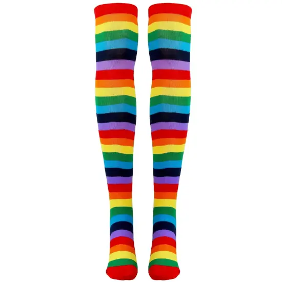 Colorful Rainbow Striped Socks - Over The Knee Clown Striped Costume Accessories Thigh High Stockings for Men, Women and Kids {1}
