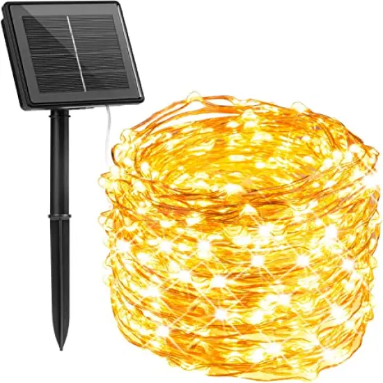 Perfect Holiday Solar Powered 200 LED Copper Wire Fairy Light Warm white {1}