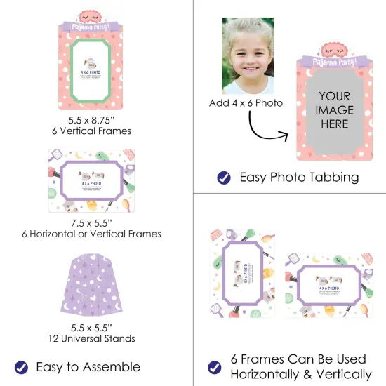 Big Dot of Happiness Pajama Slumber Party - Girls Sleepover Birthday Party 4x6 Picture Display - Paper Photo Frames - Set of 12 {4}