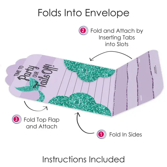 Big Dot of Happiness Let's Be Mermaids - Fill-In Cards - Baby Shower or Birthday Party Fold and Send Invitations - Set of 8 {6}