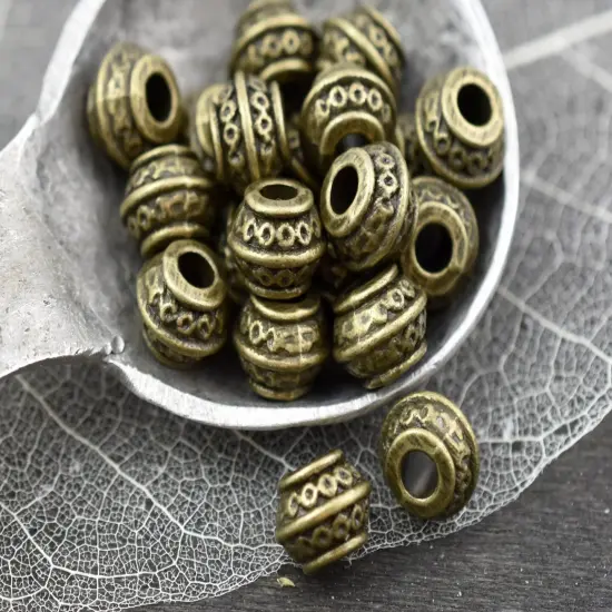 *50* 9x7mmAntique Bronze Large Hole Barrel Beads {3}