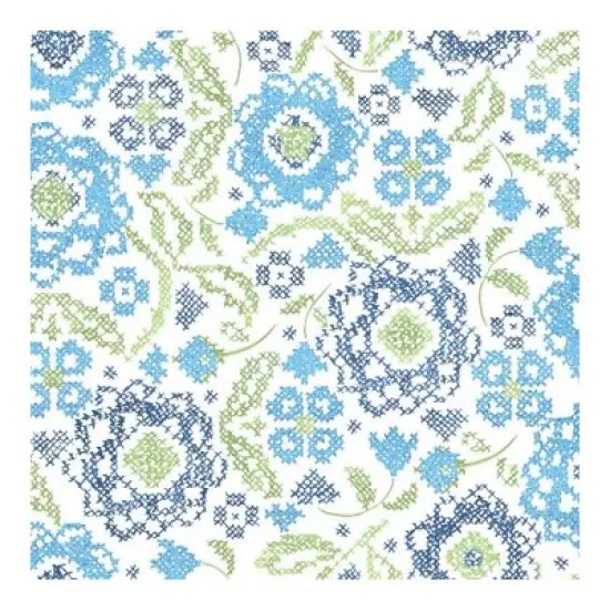 Blue Belle Embroidery Hoop Porcelain Metallic Fabric Cotton Fabric by RJR {2}