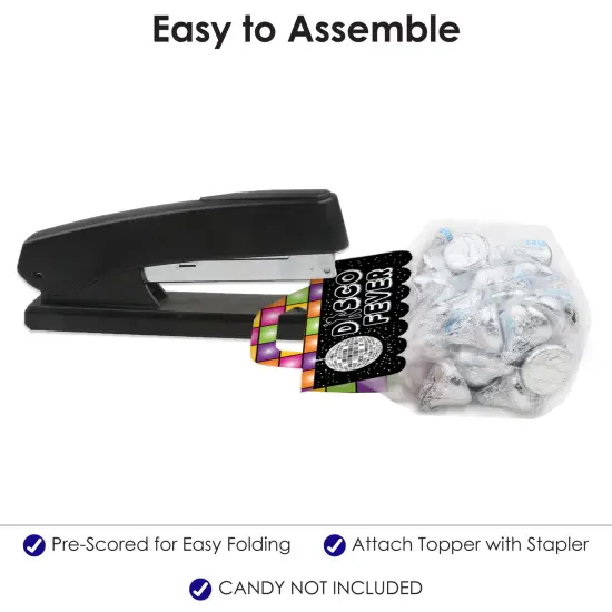 Big Dot of Happiness 70's Disco DIY 1970s Disco Fever Party Clear Goodie Favor Bag Labels Candy Bags with Toppers Set of 24 {6}