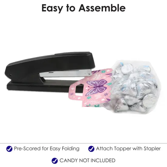 Big Dot of Happiness Beautiful Butterfly Floral Baby Shower or Birthday Party Clear Goodie Favor Bag Labels Candy Bags with Toppers 24 Ct {6}