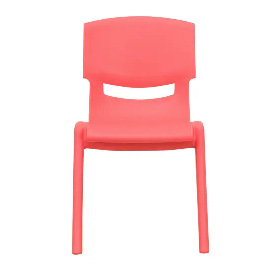 Emma and Oliver 2 Pack Plastic Stackable School Chair with 12"H Seat, Preschool Seating Red {5}