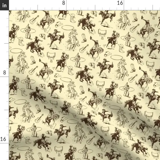 Various Fabrics by the Yard or Fat Quarter Cowboy Cowgirl Horse Lovers Horses Bronc Riding Roping Rodeo Western Theme Country Custom Printed Fabric by Spoonflower {2}