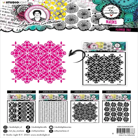 Art By Marlene Signature Collection 7.87"X7.87" Stencil-Nr. 209, Flower Tile {2}