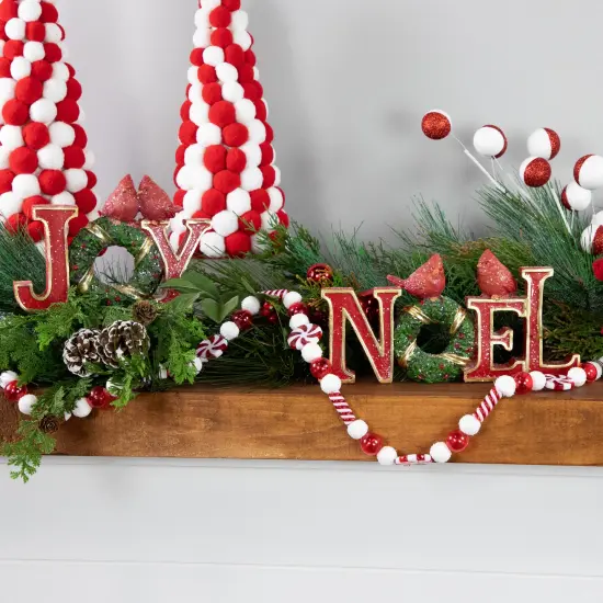 Northlight Cardinals on Wreaths "Joy" and "Noel" Christmas Display Signs - 10" - Set of 2 Red {3}