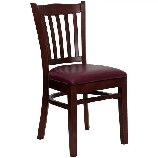 Emma and Oliver Vertical Slat Back Wooden Restaurant Dining Chair BurgundyVYL/Mahogany {1}