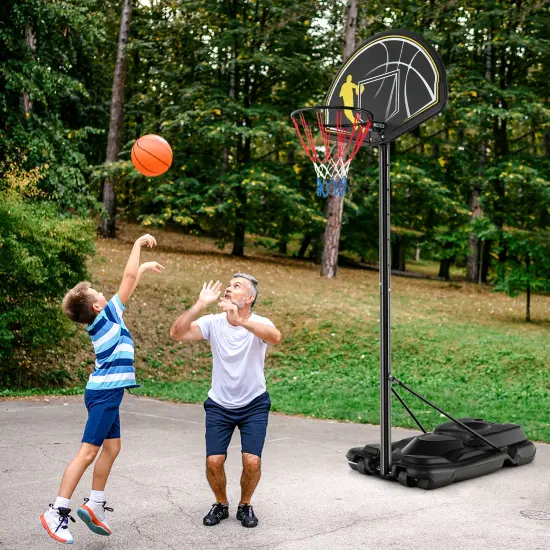 Costway 4.25-10FT Portable Adjustable Basketball Goal Hoop System with 2 Nets Fillable Base {3}