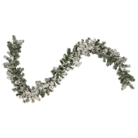 Northlight Flocked Pine Artificial Christmas Garland - 9' x 10" - Unlit Green {1}