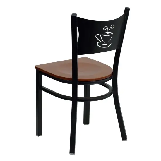 Emma and Oliver Coffee Back Metal Restaurant Dining Chair BurgVYL/BlackMetal {8}