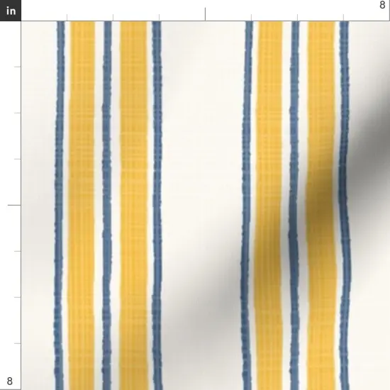 Various Fabrics by the Yard or Fat Quarter Ticking Stripe Traditional Classic Timeless Blue Yellow Cream Custom Printed Fabric by Spoonflower {4}