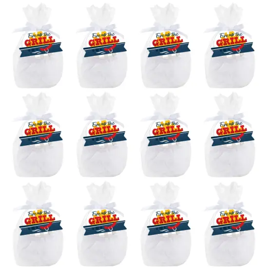 Big Dot of Happiness Fire Up the Grill - Summer BBQ Picnic Party Clear Goodie Favor Bags - Treat Bags With Tags - Set of 12 {7}