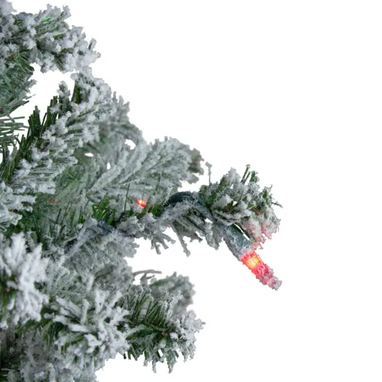 Northlight Pre-Lit Slim Flocked Alpine Artificial Christmas Trees - 5' - Multi Lights - Set of 3 Green {6}