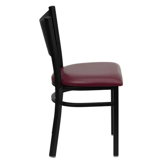 Emma and Oliver Coffee Back Metal Restaurant Dining Chair BurgVYL/BlackMetal {4}