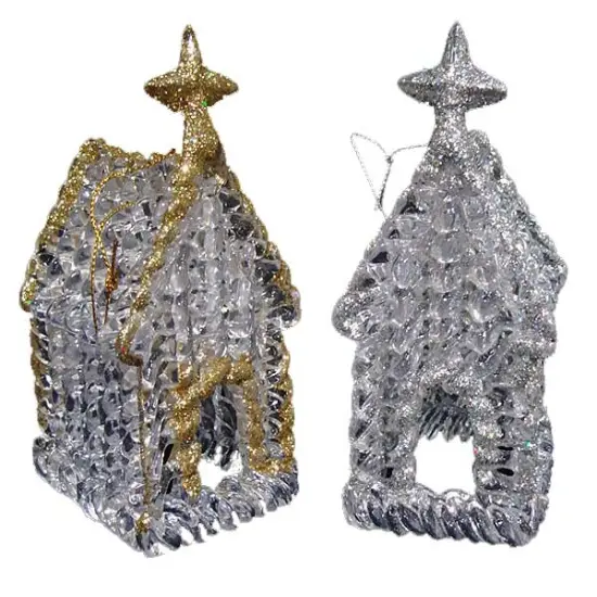 CC Christmas Decor 144ct Clear Glittered Christmas Church Ornaments 4.5" {1}