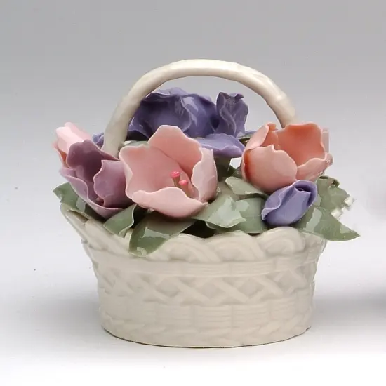 Ceramic Iris Flower Basket Figurine, Home D&eacute;cor, Gift for Her, Gift for Mom, Spring D&eacute;cor, Wedding Decor {2}