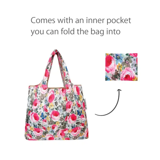 Wrapables Foldable Tote Nylon Reusable Grocery Bag (Set of 2) Easter Floral {4}