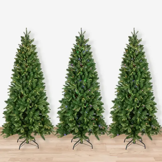 Northlight Pre-Lit Slim Washington Frasier Fir Christmas Tree - 6.5' - Dual Color LED Lights Green {1}