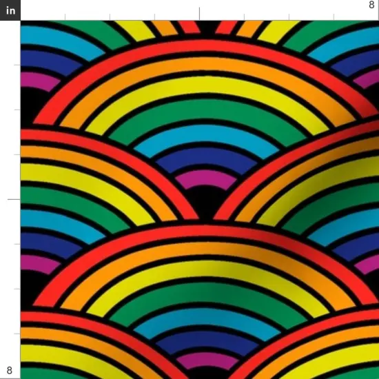 Various Fabrics by the Yard or Fat Quarter Rainbow Colorful Arches Scallop Whimsical Maximalist Custom Printed Fabric by Spoonflower {4}
