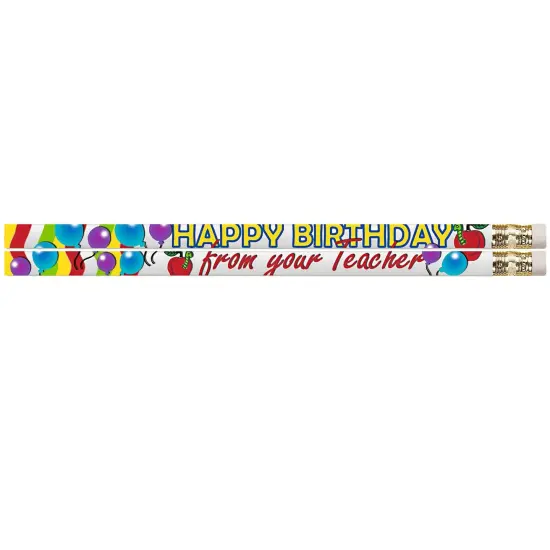 Happy Birthday From Your Teacher Motivational Pencils, 12 Per Pack, 12 Packs {1}