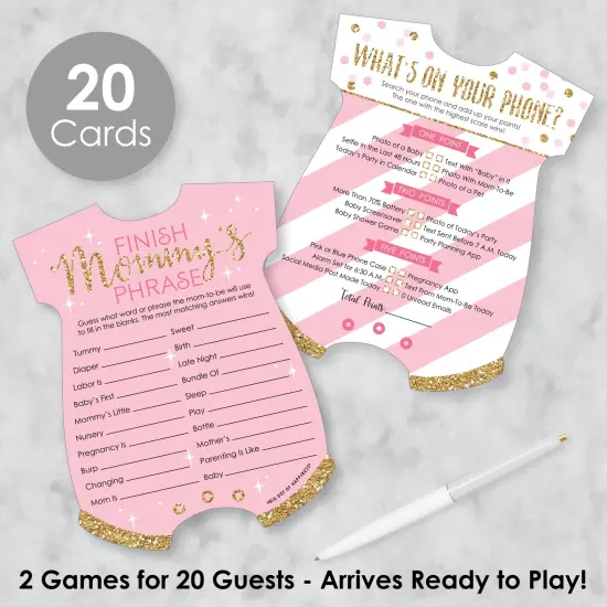 Big Dot of Happiness Little Princess Crown - 2-in-1 Pink and Gold Princess Baby Shower Cards - Activity Duo Games - Set of 20 {3}