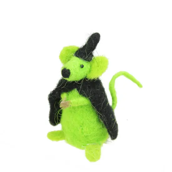 Gallerie II 4" Lime Green and Black Witch Mouse Halloween Ornament {1}