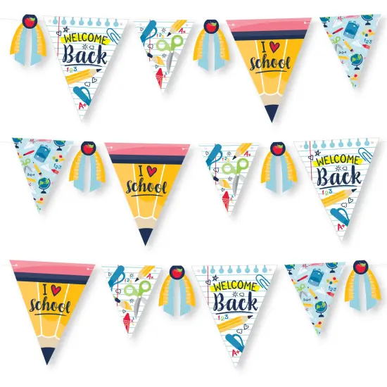Big Dot of Happiness Back to School - DIY First Day of School Classroom Pennant Garland Decoration - Triangle Banner - 30 Pieces {1}
