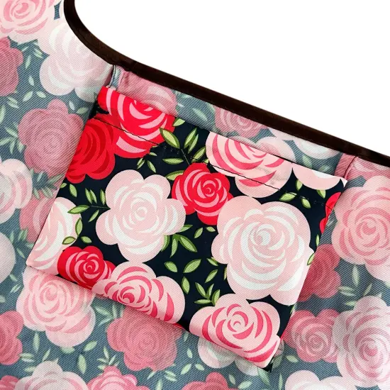 Wrapables Large & Small Foldable Tote Nylon Reusable Grocery Bags, Set of 2 Pink Roses {4}