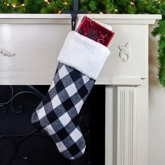 Northlight 23" Black and White Rustic Checkered Christmas Stocking {3}