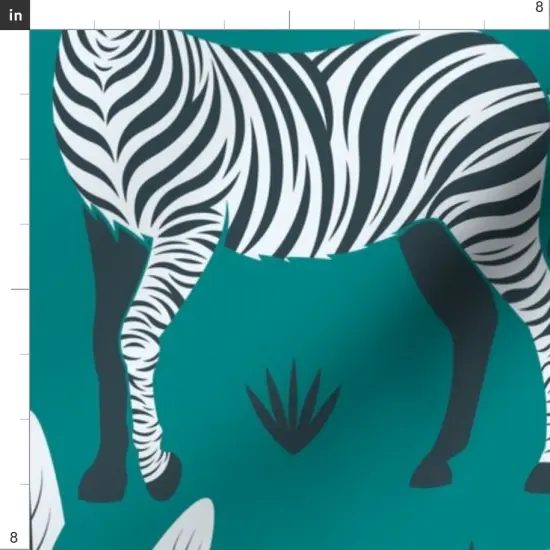 Various Fabrics by the Yard or Fat Quarter Teal Nature Animal Zebra Africa Wildlife Savanna Large Scale Safari Feathers Damask Grassland Custom Printed Fabric by Spoonflower {4}