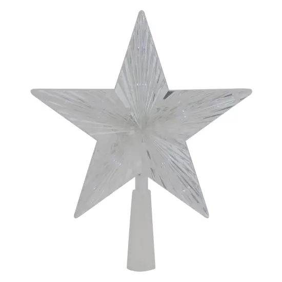 Northlight 8" Pre-Lit Clear Crystal Star Christmas Tree Topper - Clear LED Lights {1}
