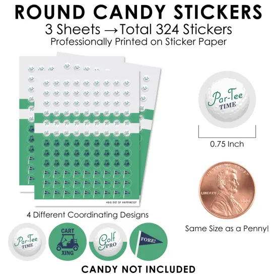 Big Dot of Happiness Par-Tee Time - Golf - Birthday or Retirement Party Small Round Candy Stickers - Party Favor Labels - 324 Count {4}