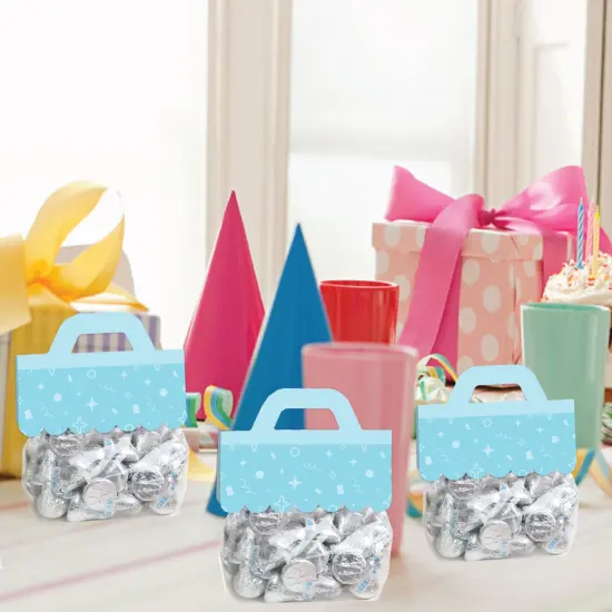 Big Dot of Happiness Blue Confetti Stars - DIY Simple Party Clear Goodie Favor Bag Labels - Candy Bags with Toppers - Set of 24 {7}