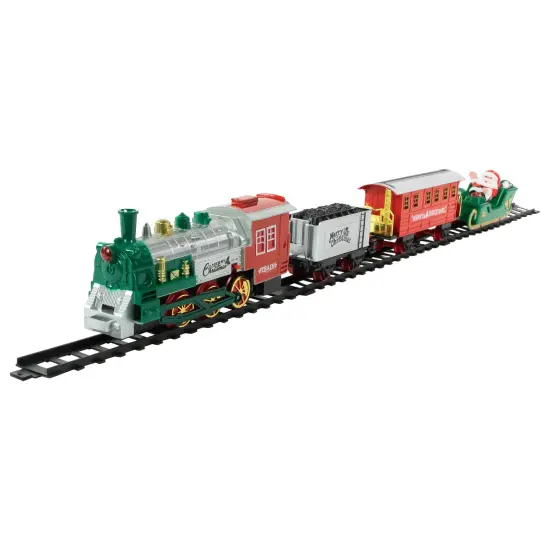 Northlight 16 Pc Silver and Red Battery Operated Lighted and Animated Christmas Holiday Train Set with Sound {3}