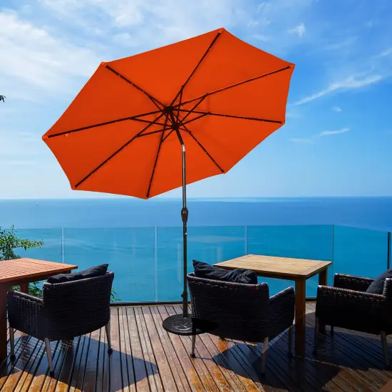 Costway 10FT Patio Solar Umbrella LED Patio Market Steel Tilt W/Crank Outdoor OrangeBlue New {1}